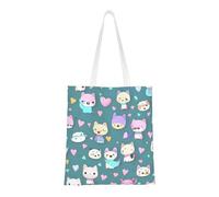 WBQLSL Cute little fox Shopping Bag, Unisex Hand Tote Lightweight Canvas Bag, Suitable for Shopping, Event Promotion, Travel, Work Reusable Tote Bag,