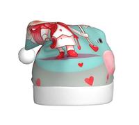 WBQLSL Cute loving boy Adult Christmas hat, 15.7-inch high plush Christmas hat, unisex decorative hat, Santa Claus Christmas Halloween party