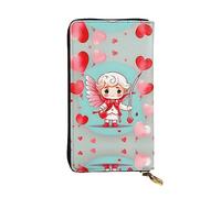 WBQLSL Cute loving boy Zipper leather wallet, 7.5 * 4.1 inch long clutch bag, multiple compartments and large capacity, a good gift for friends