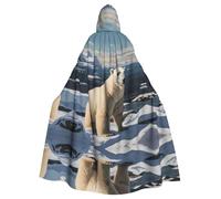 WBQLSL Cute polar bearAdult Halloween hooded cape, perfect for Halloween, costume parties,and cosplay.