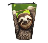 WBQLSL Cute Sloth Printed Retractable Pencil case, Perfect for Makeup, Stationery, or a Coin Purse.