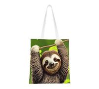WBQLSL Cute Sloth Shopping Bag, Unisex Hand Tote Lightweight Canvas Bag, Suitable for Shopping, Event Promotion, Travel, Work Reusable Tote Bag,