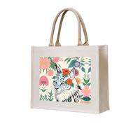 WBQLSL Cute white tiger Patterned Beach Tote | Perfect for the Beach, Picnics, Travel, and Poolside Leisure