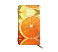 WBQLSL Cutting up an orange Stylish leather wallet, 7.48 x 4.13 inch long zippered coin purse, convenient travel cash wallet