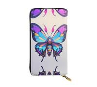 WBQLSL Cyber Butterfly Stylish leather wallet, 7.48 x 4.13 inch long zippered coin purse, convenient travel cash wallet