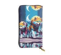 WBQLSL Cyber Wolf Pack Stylish leather wallet, 7.48 x 4.13 inch long zippered coin purse, convenient travel cash wallet