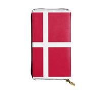 WBQLSL Danish flag Zipper leather wallet, 7.5 * 4.1 inch long clutch bag, multiple compartments and large capacity, a good gift for friends