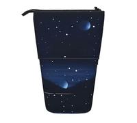 WBQLSL Dark Blue Night View Printed Retractable Pencil case, Perfect for Makeup, Stationery, or a Coin Purse.