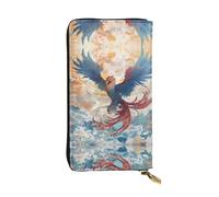WBQLSL Data Stream Phoenix Stylish leather wallet, 7.48 x 4.13 inch long zippered coin purse, convenient travel cash wallet