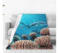 WBQLSL Deep Sea Whales Printing ultra-soft flannel blanket - Suitable for double beds, sofas, camping, and as a gift - (60"x50")