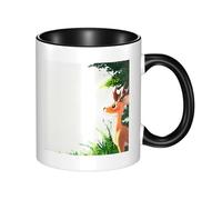 WBQLSL Deer looking into the distance Double Color Ceramic Mug, Classic Large Handle Mug, Suitable for Office and Home Leisure - Microwave Safe
