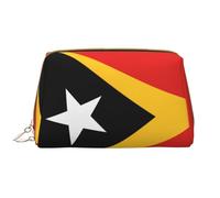 WBQLSL Democratic Republic of Timor-Leste Leather makeup bag, portable large-capacity makeup storage bag, carry-on travel with pocket makeup bag