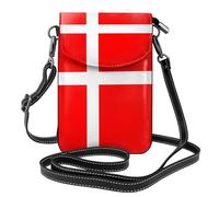 WBQLSL Denmark Danish Flag Crossbody Bag, Black, One Size, Leather, Magnetic Snap Closure, Anti-Theft with Detachable Shoulder Strap