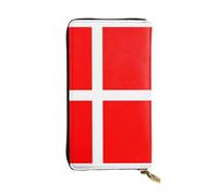 WBQLSL Denmark Danish Flag Long leather clutch with zippered coin purse and 12 credit card slots, lightweight travel cash wallet