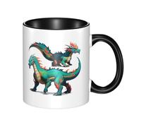 WBQLSL Digital Dragon Double Color Ceramic Mug, Classic Large Handle Mug, Suitable for Office and Home Leisure - Microwave Safe