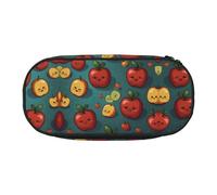 WBQLSL Dopamine fruit cute cartoon Printed stationery storage bag - multi-grid layered pencil case portable student pencil bag