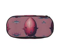 WBQLSL dream nuclear whale Printed stationery storage bag - multi-grid layered pencil case portable student pencil bag