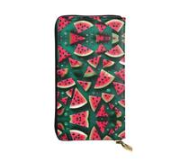WBQLSL Dream Watermelon Stylish leather wallet, 7.48 x 4.13 inch long zippered coin purse, convenient travel cash wallet