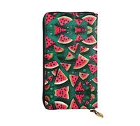 WBQLSL Dream Watermelon Zipper leather wallet, 7.5 * 4.1 inch long clutch bag, multiple compartments and large capacity, a good gift for friends