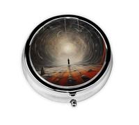 WBQLSL Dynamic Arc Printed round medicine box with 3 compartments for portable medicine storage