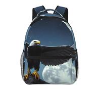 WBQLSL Eagle under the stars Lightweight travel backpack suitable for hiking, business trips, camping, fitness, school, university, and other occasions, featuring a multi-pocket design.