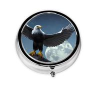 WBQLSL Eagle under the stars Mini medicine box with three compartments, small round medicine box, portable