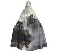 WBQLSL Edinburgh Mist Printed hooded cape suitable for Halloween Christmas party carnival role play costume