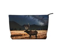 WBQLSL Elk in the meadow Printed corduroy cosmetic bag - travel essential cosmetic storage bag