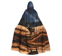 WBQLSL Elk in the meadow Printed Halloween cape, masquerade hooded cape, suitable for theme parties