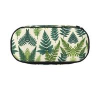 WBQLSL Encyclopedia of Ferns Printed stationery storage bag - multi-grid layered pencil case portable student pencil bag