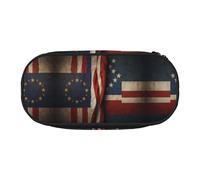 WBQLSL European and American flag combination Large capacity pencil bag, multi-layer partition stationery storage bag - unisex learning office supplies