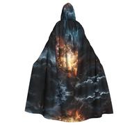 WBQLSL explosion of the earth Printed Halloween cape, masquerade hooded cape, suitable for theme parties