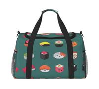 WBQLSL Extra Large Travel Duffel Sushi Bag Carry On Weekender Overnight Bag with Zippered Pockets Adjustable Shoulder Strap