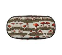 WBQLSL Fairy Circle Mushrooms Printed stationery storage bag - multi-grid layered pencil case portable student pencil bag