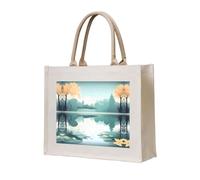 WBQLSL Fallen leaves on a tranquil lake Printed Canvas Tote | Lightweight Storage Bag Perfect for the Beach, Picnics, and Everyday Shopping