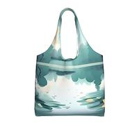 WBQLSL Fallen leaves on a tranquil lake Printed Shoulder Bag - Suitable for sturdy canvas bags, shopping bags, Black, One Size