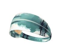 WBQLSL Fallen leaves on a tranquil lake Sports sweatband, moisture wicking, running, cycling, yoga, fitness, sports