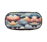 WBQLSL Fantastic colorful clouds Printed stationery storage bag - multi-grid layered pencil case portable student pencil bag