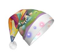 WBQLSL Fantasy Dream Mushroom LED Light Santa Hat,Unisex Christmas New Year Adult Hat, Plush New Year Christmas Party Gift