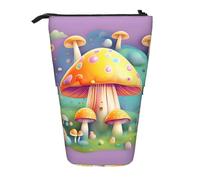 WBQLSL Fantasy Dream Mushroom Printed Retractable Pencil case, Perfect for Makeup, Stationery, or a Coin Purse.
