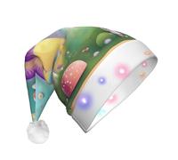 WBQLSL Fantasy Mushroom LED Light Santa Hat,Unisex Christmas New Year Adult Hat, Plush New Year Christmas Party Gift