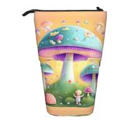 WBQLSL Fantasy Mushroom Printed Retractable Pencil case, Perfect for Makeup, Stationery, or a Coin Purse.