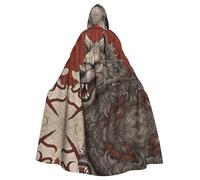 WBQLSL Fierce giant wolf Printed hooded cape suitable for Halloween Christmas party carnival role play costume