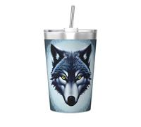 WBQLSL Fierce Wolf Head Insulated Straw Cup Ideal for Gym use or Carrying on The go