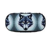 WBQLSL Fierce wolf head Large capacity pencil bag, multi-layer partition stationery storage bag - unisex learning office supplies