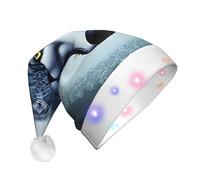 WBQLSL Fierce wolf head LED Light Santa Hat,Unisex Christmas New Year Adult Hat, Plush New Year Christmas Party Gift