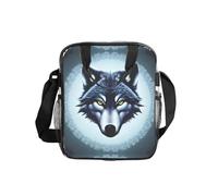 WBQLSL Fierce wolf head printing Transparent Shoulder Bag Lunch Handbag with Zipper and Shoulder Strap for Women Men Work Shopping