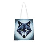 WBQLSL Fierce wolf head Shopping Bag, Unisex Hand Tote Lightweight Canvas Bag, Suitable for Shopping, Event Promotion, Travel, Work Reusable Tote Bag,