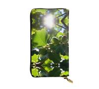 WBQLSL fig Long leather clutch with zippered coin purse and 12 credit card slots, lightweight travel cash wallet