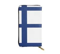 WBQLSL Finnish flag Zipper leather wallet, 7.5 * 4.1 inch long clutch bag, multiple compartments and large capacity, a good gift for friends